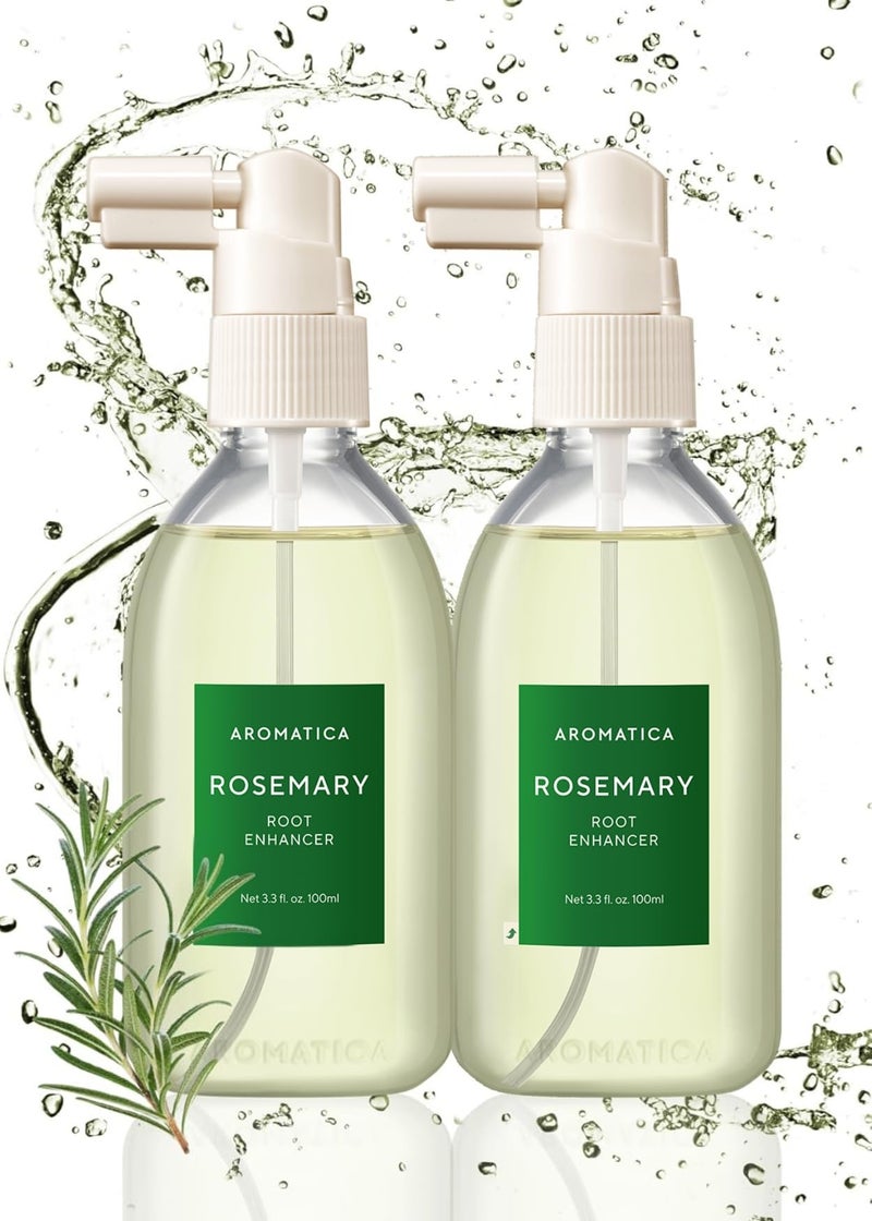 AROMATICA Root Enhancer 2 Packs Rosemary Water Spray for Hair Growth  Korean Hair Care Oil for Scalp Detox  Flaky  Itchy  Dry Scalp Treatment  Free from Sulfate Silicone and Paraben 338oz